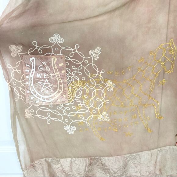 Nwot THE PEOPLE OF THE LABYRINTHS Dress M Silk Sheer Watercolor Embroidery ALine - Picture 7 of 16